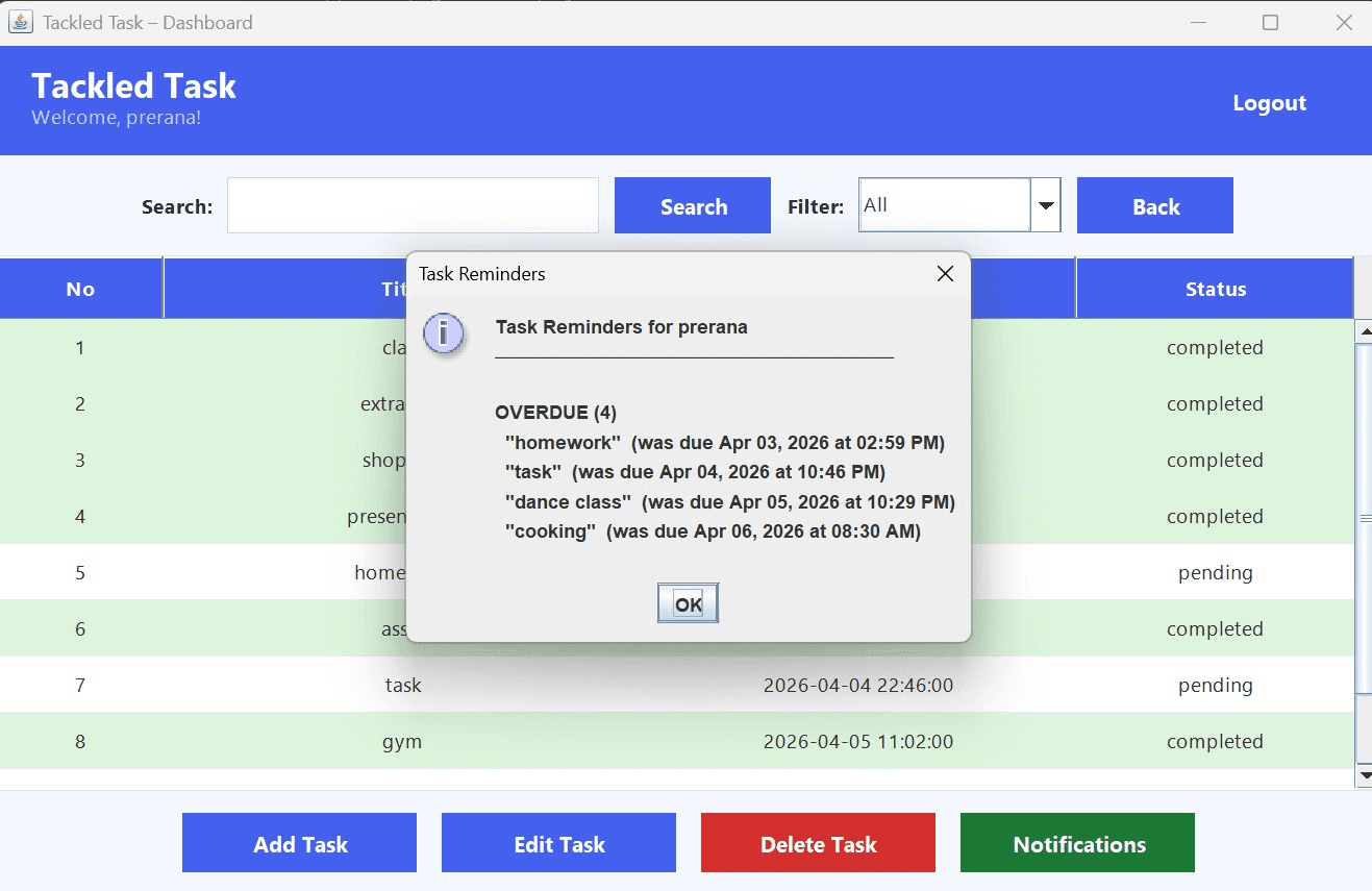 Tackled Task screenshot